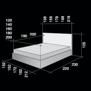 Размеры двуспальной кровати Sofia