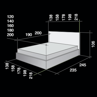 Размеры двуспальной кровати Barcelona