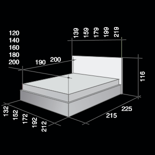 Размеры двуспальной кровати  Valencia