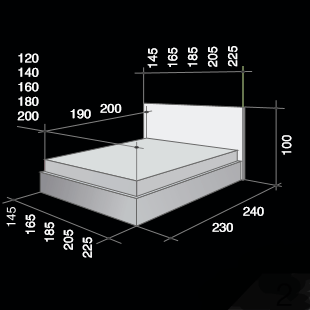 Размеры двуспальной кровати Orlando